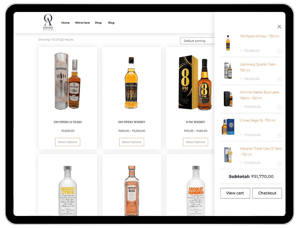 Online alcohol tablet