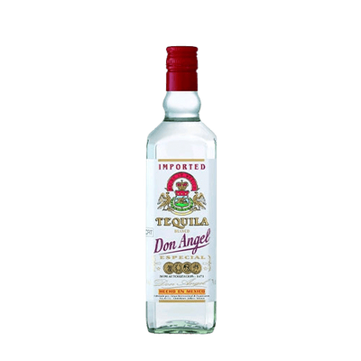 A clear bottle of vodka with a label, placed on a plain white background.