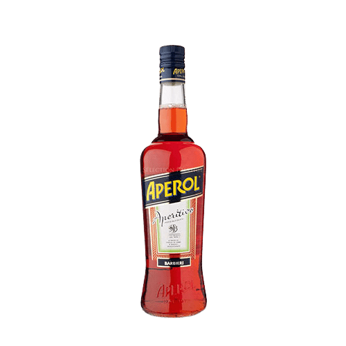 A bottle of Aperol stands prominently against a vibrant green background.